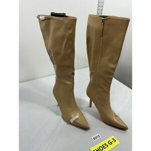 Womans Counco Knee High Boots Stiletto 9 Tan Full Zip Pointed Toe NWOT
